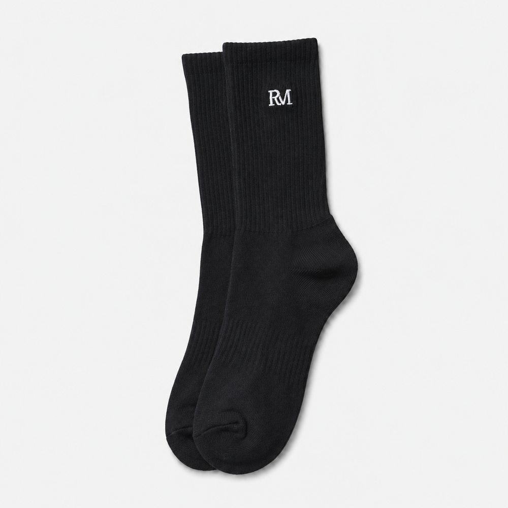 Schwarze Rocco Milano Tennissocken mit RM-Monogramm