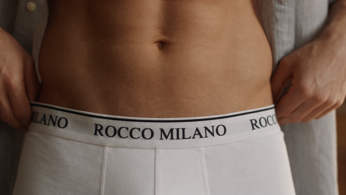 ROCCO MILANO Schriftzug am Bund der Herrenunterwäsche