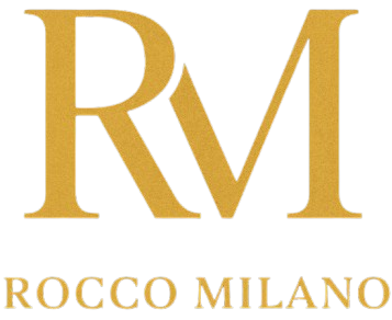 Rocco Milano Monogramm in Gold auf Schwarz